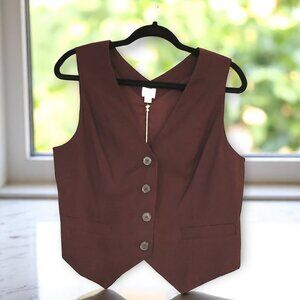 Brown Button-Up Waistcoat Vest – Size M | NWT | (Matching Blazer Available !!)
